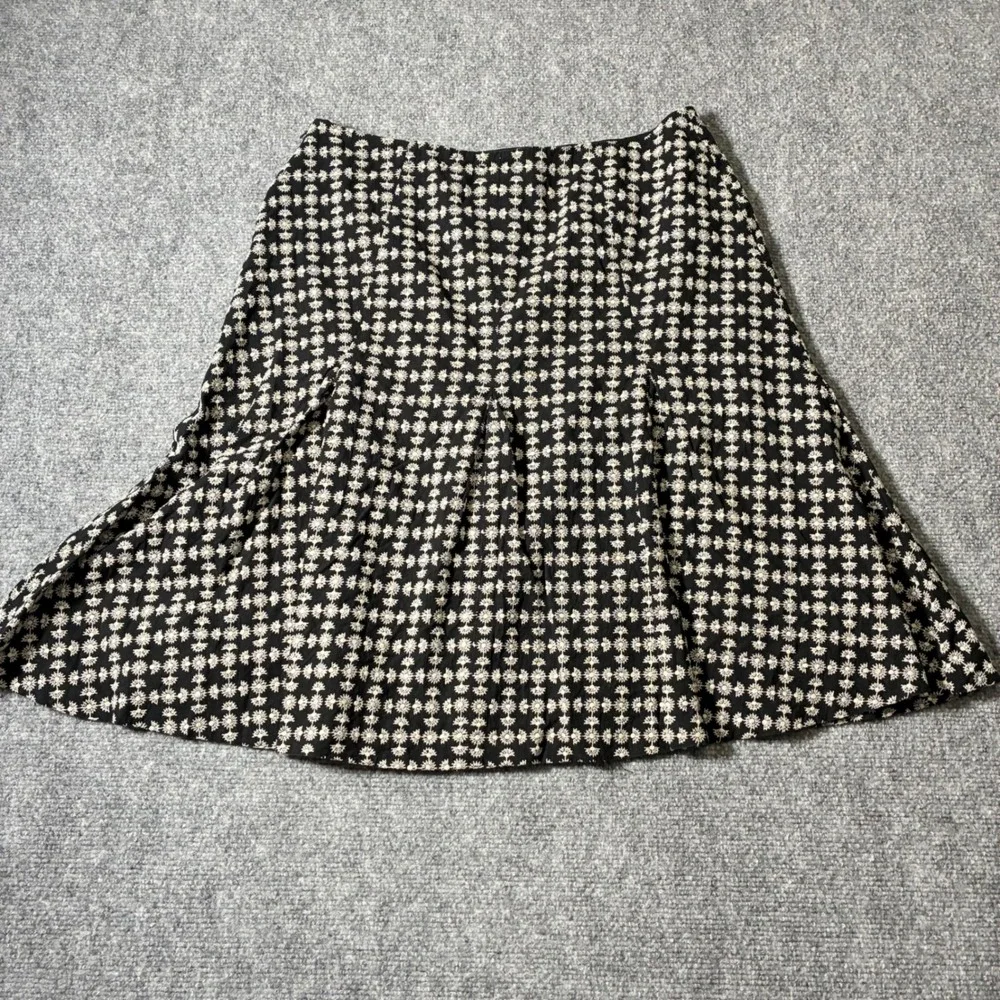 Anne Klein‎ Embroidered A-Line Skirt Womens 10 Black White Pleated